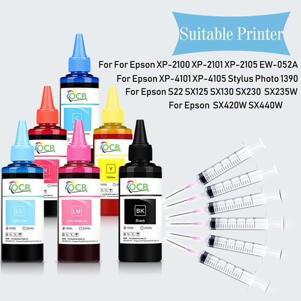 100ML 6-Color Refill Dye Ink Kit - Epson Compatible Printer Ink Set