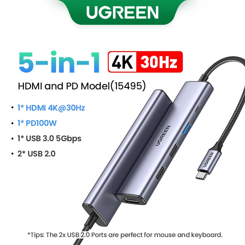 UGREEN USB-C Docking Station - 12-in-1 Hub with HDMI, DP and Ethernet
