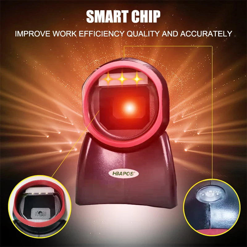 2D Desktop Barcode Scanner - Hands-Free QR and PDF417 Reading