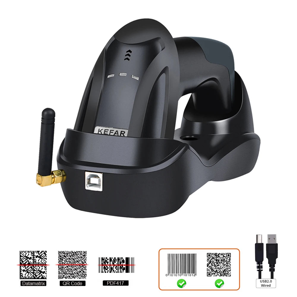 Wireless 2D Barcode Scanner - Bluetooth, 2.4G and USB Support