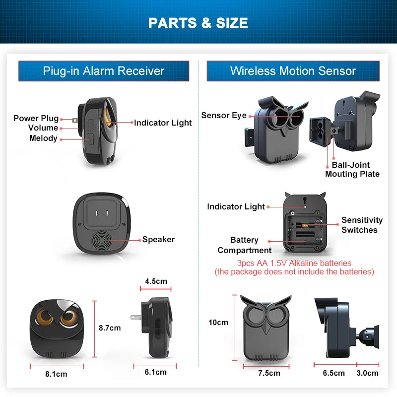 HTZSAFE Wireless Driveway Alarm - Waterproof PIR Motion Detection System