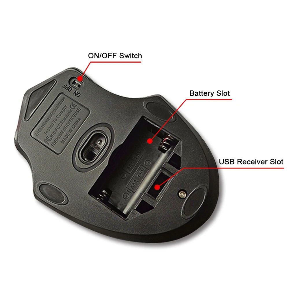 Wireless Optical Mouse - Ergonomic 2.4GHz Control with Adjustable DPI