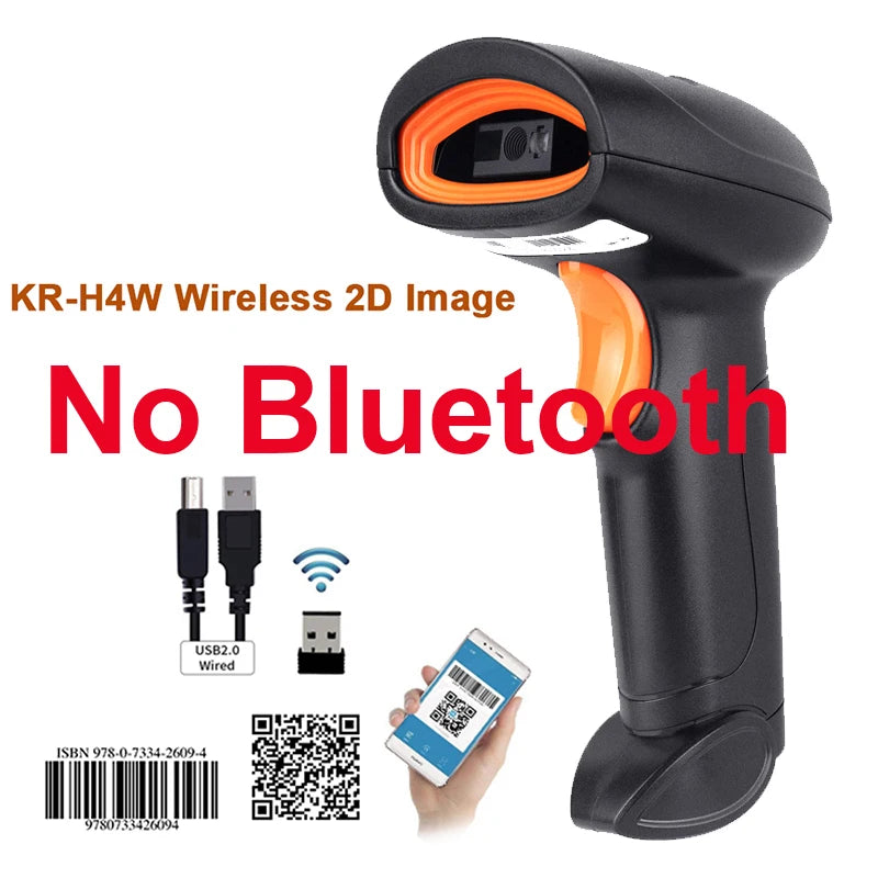 Wireless 2D Barcode Scanner - Bluetooth, 2.4G and USB Support