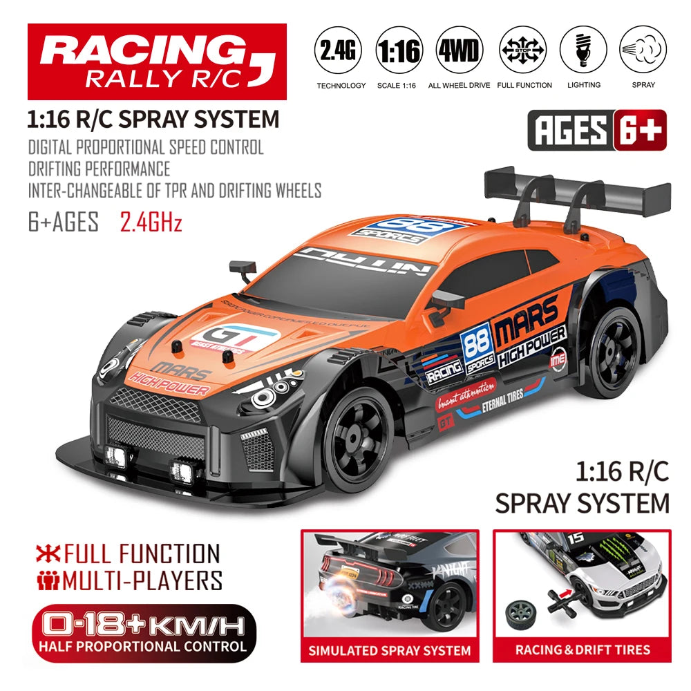 4WD RC Drift Car - High-Speed Stunt Vehicle with Lights