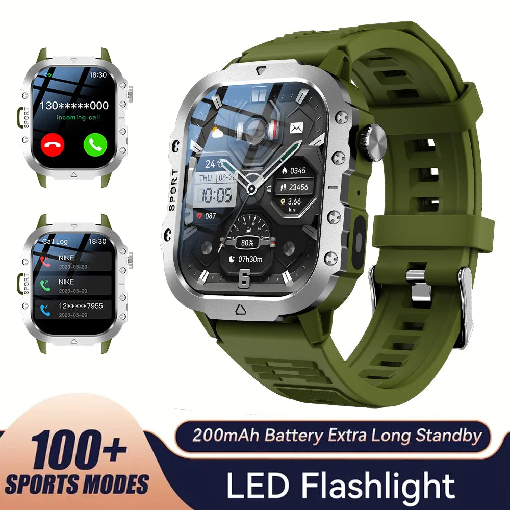 KESHUYOU Outdoor Smart Watch - 2.01" HD Screen and LED Flashlight