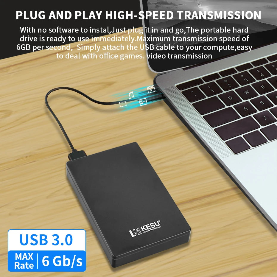 KESU Portable External Hard Drive - USB 3.0 Storage for PC and Console