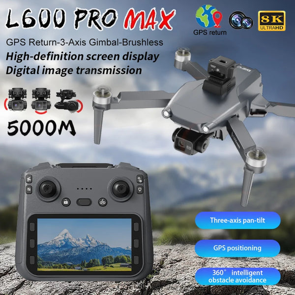 L600 Pro Max Professional Drone - 8K camera, gimbal stabilization and obstacle avoidance
