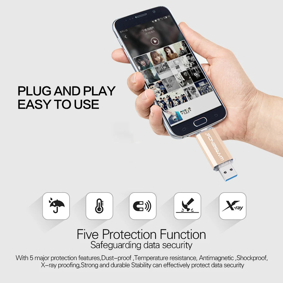 OTG USB 3.0 Flash Drive - Dual USB and Type-C Portable Storage