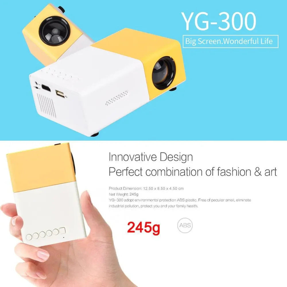 Q96 YG300 Projector - 1080P support, 1000 Lumens brightness