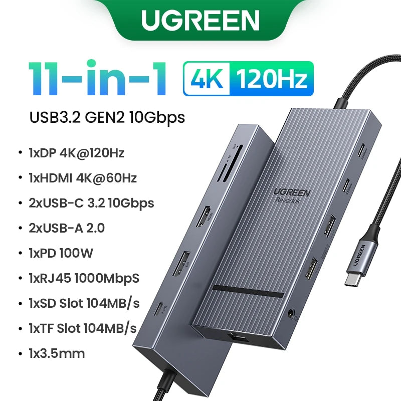 UGREEN USB-C Docking Station - 12-in-1 Hub with HDMI, DP and Ethernet