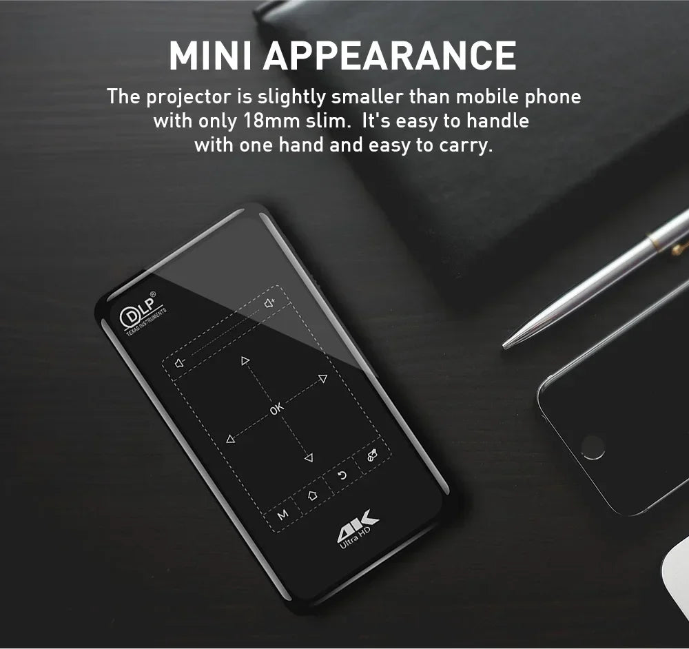 XIAOQIAODZ Projector - 720P support, Android 9.0, WiFi streaming
