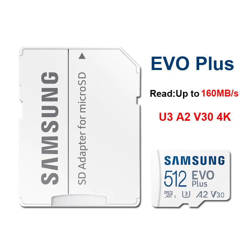 Samsung EVO microSDXC Card - U3 V30 High-Speed Memory for 4K Video