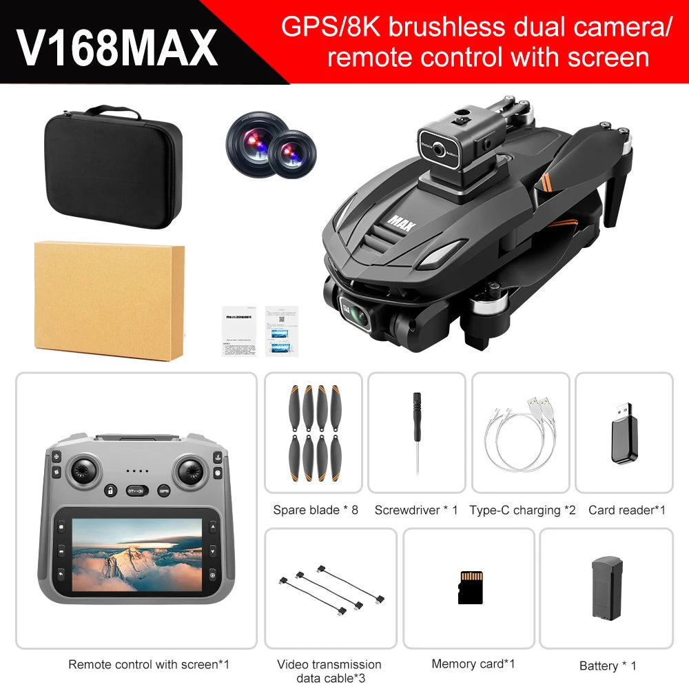 2025 V168 Pro MAX Drone - 8K camera, GPS control and obstacle avoidance