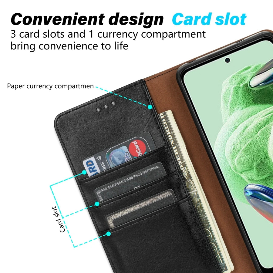 Protective Phone Case for Xiaomi Redmi - magnetic hold, wallet card slots