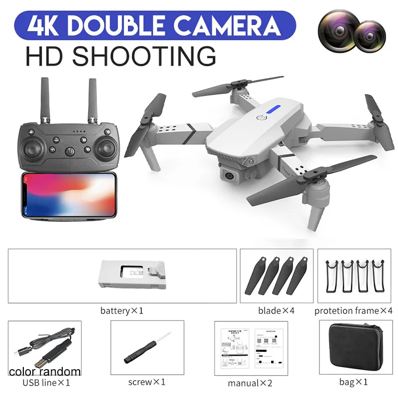 E88Pro RC Drone - 4K Wide-Angle Camera, WiFi FPV and Foldable Design