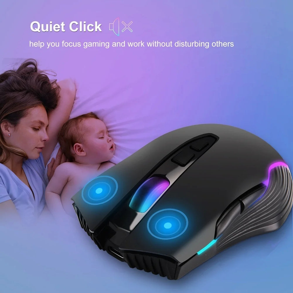 Rechargeable Silent Wireless Mouse - Type-C Plug and Play for Laptops