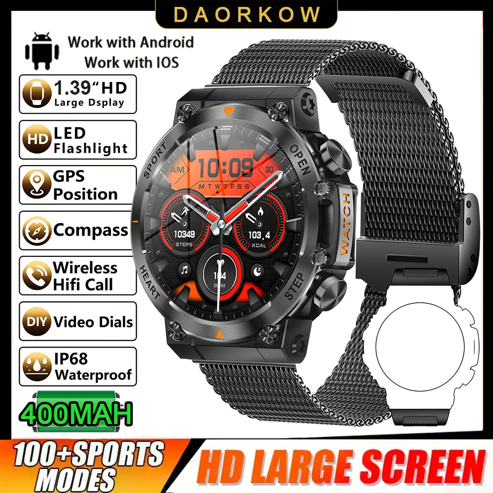 DAORKOW Smart Watch - 1.39" HD display, Bluetooth calling, heart rate tracking