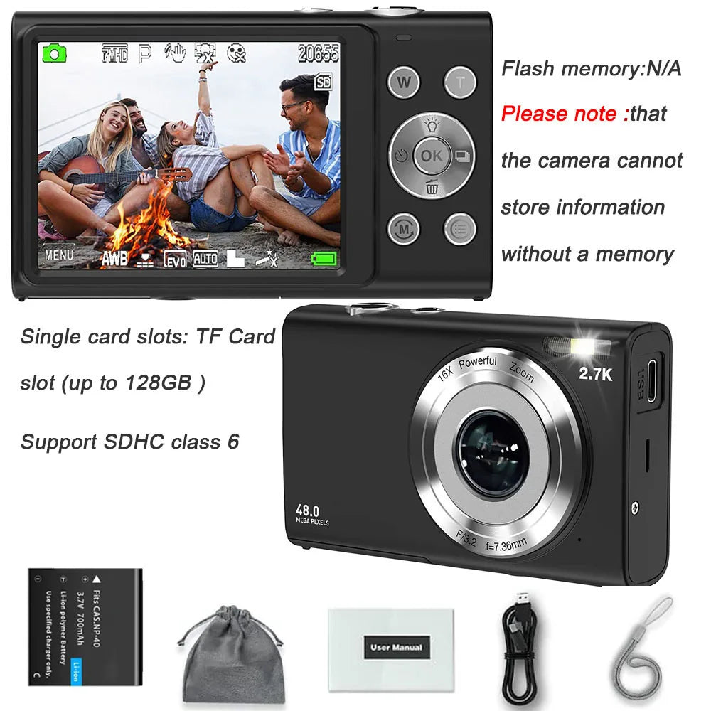 4K Autofocus Vlogging Camera - 48MP with Large Screen