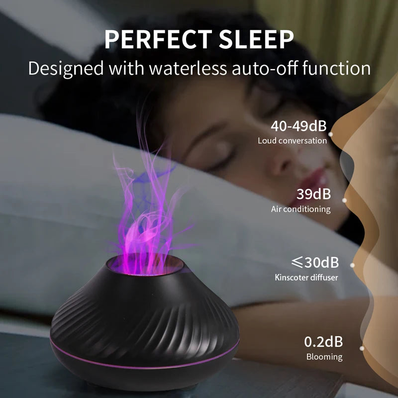 Volcanic Aroma Diffuser - 130ml Flame Humidifier with Night Light