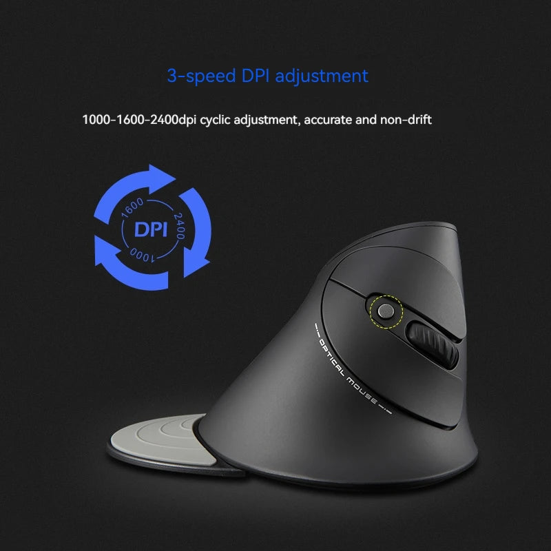 Ergonomic Vertical Wireless Mouse - 2.4G with Adjustable DPI