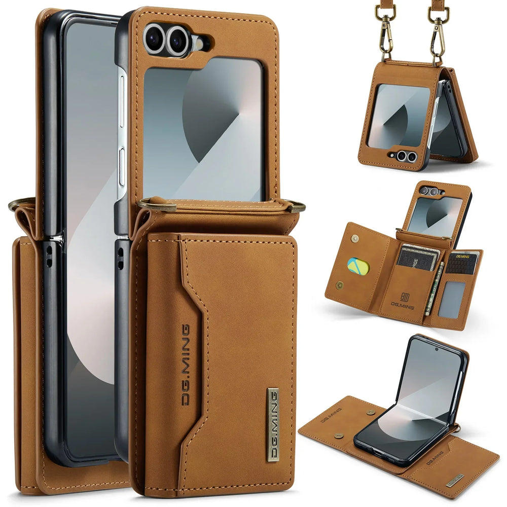 Wallet Phone Case for Samsung Galaxy Z Flip - wallet card slots, crossbody strap