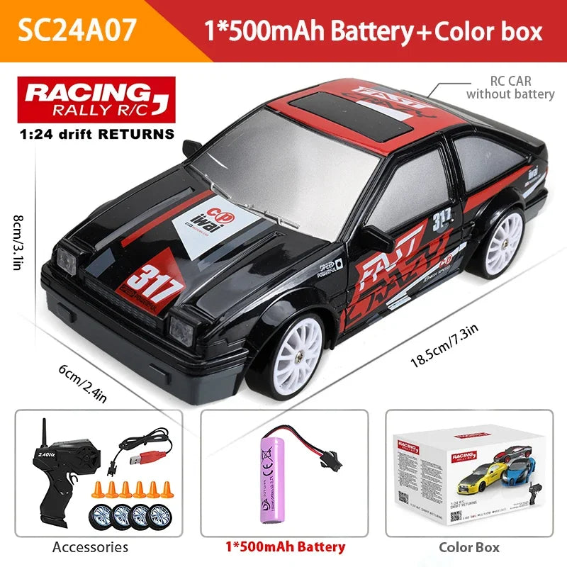 4WD RC Drift Car - LED Racing Model with Remote Control