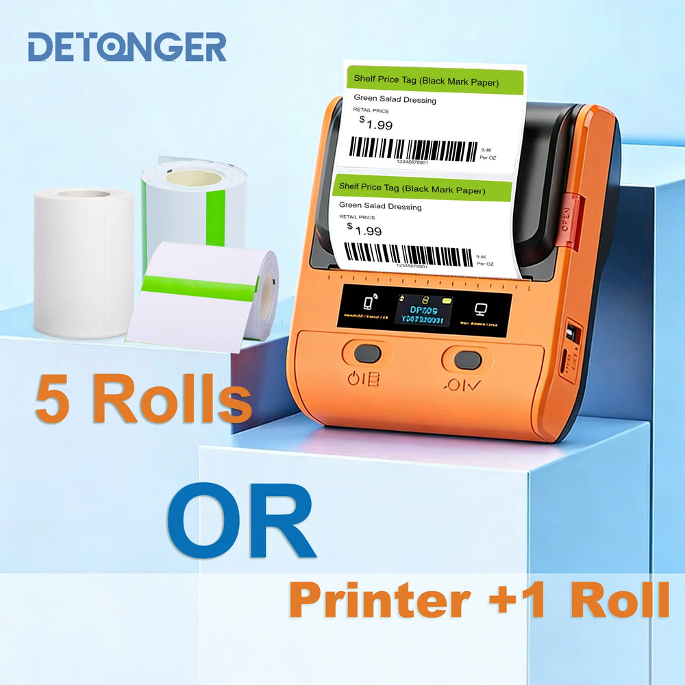 DETONGER DP30S Portable Thermal Label Printer - Bluetooth Sticker Maker