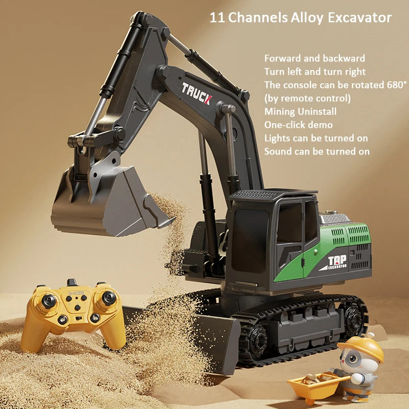 Alloy RC Excavator - Lights and Sound Engineering Vehicle