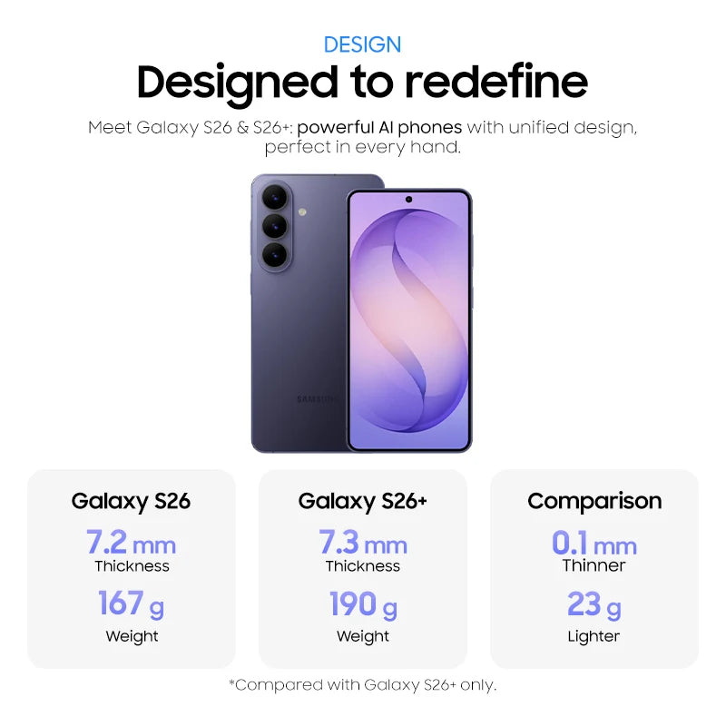 2026 Samsung Galaxy S26 5G - 6.3" OLED, 50MP camera and 4300 battery