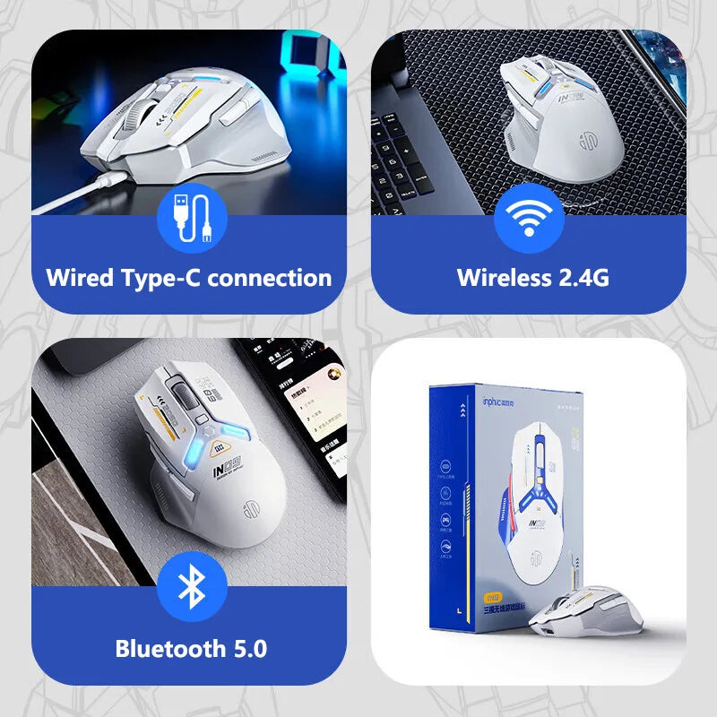 Inphic IN9 Wireless Gaming Mouse - Rechargeable RGB with 12000 DPI