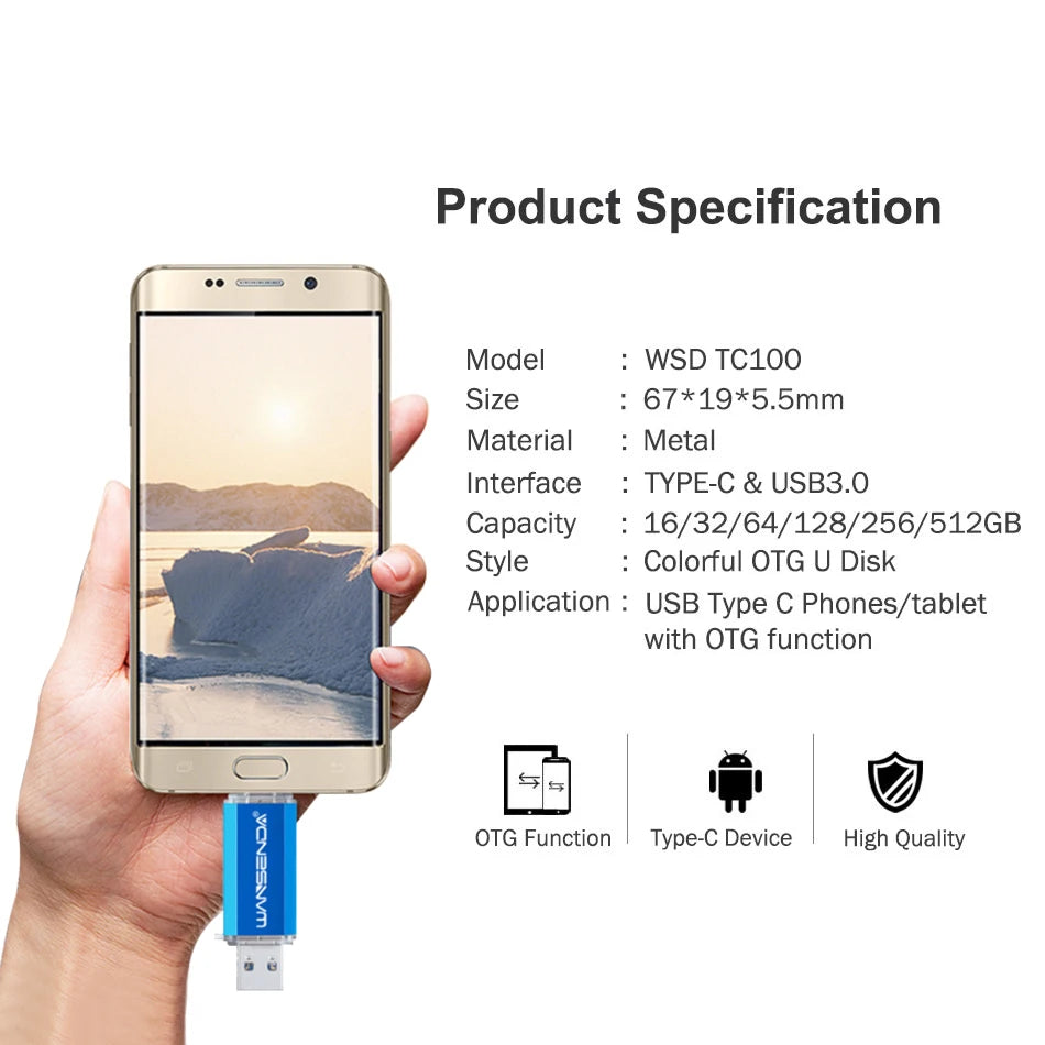 OTG USB 3.0 Flash Drive - Dual USB and Type-C Portable Storage