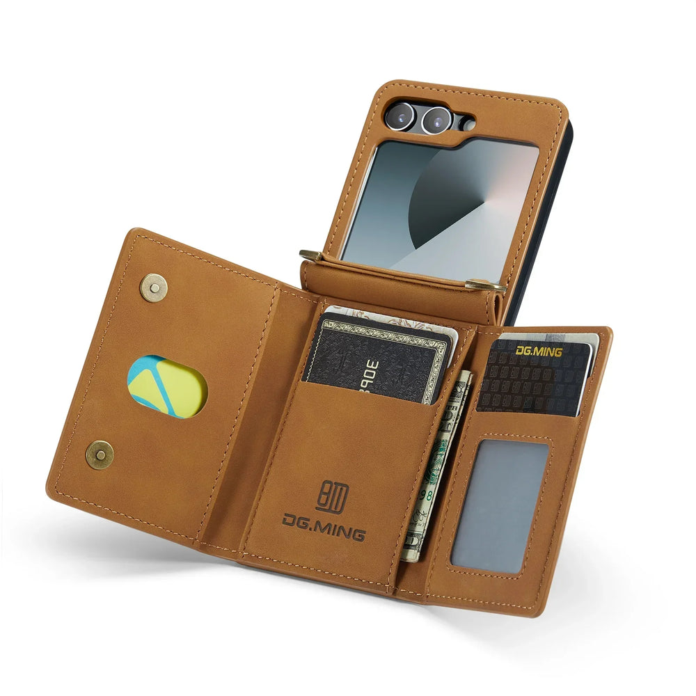 Wallet Phone Case for Samsung Galaxy Z Flip - wallet card slots, crossbody strap