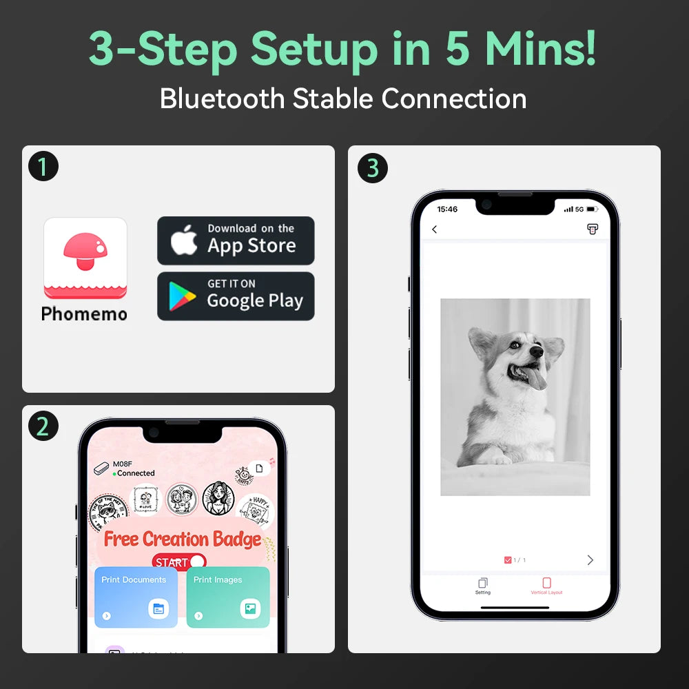 Phomemo M08F Wireless Thermal A4 Printer - Portable Bluetooth Label Maker