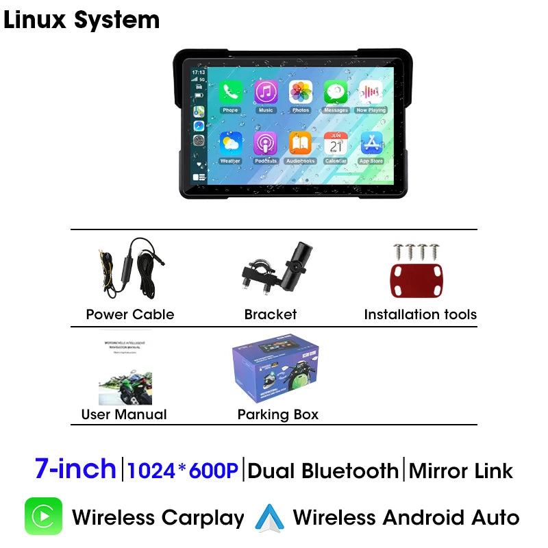 5"/7" 2K Portable Motorcycle DVR GPS Navigator - 5" screen and Android Auto
