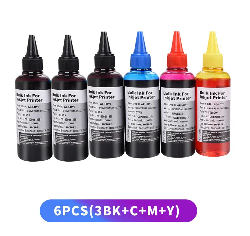 100ML Universal Refill Ink Set - Canon, HP, Epson and Brother Compatible