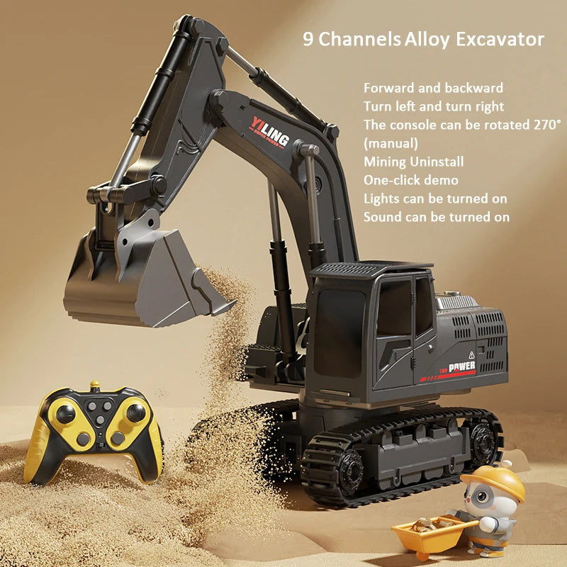 Alloy RC Excavator - Lights and Sound Engineering Vehicle
