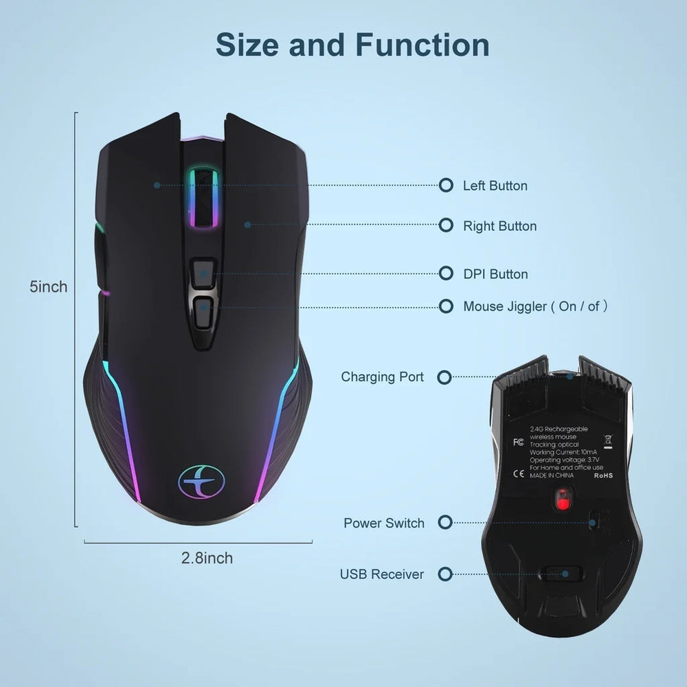 Rechargeable Silent Wireless Mouse - Type-C Plug and Play for Laptops