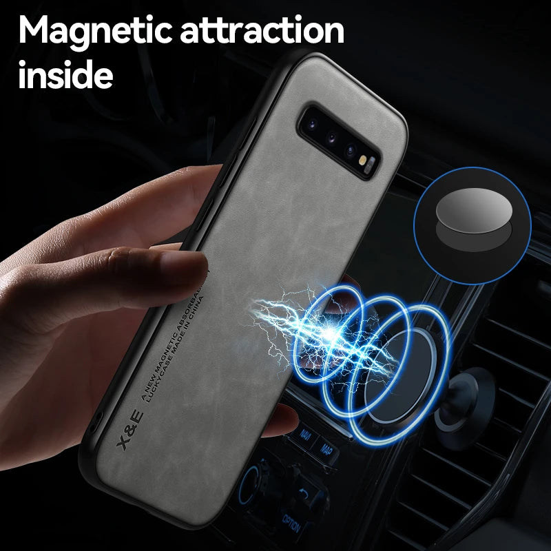 Protective Phone Case for Samsung Galaxy - magnetic hold, leather finish