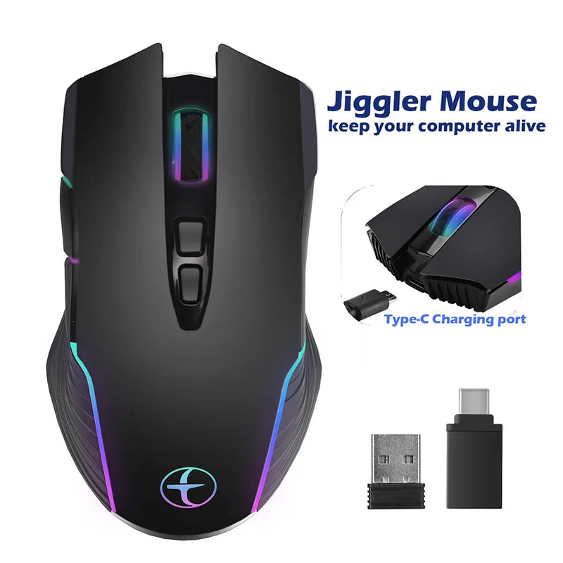 Rechargeable Silent Wireless Mouse - Type-C Plug and Play for Laptops