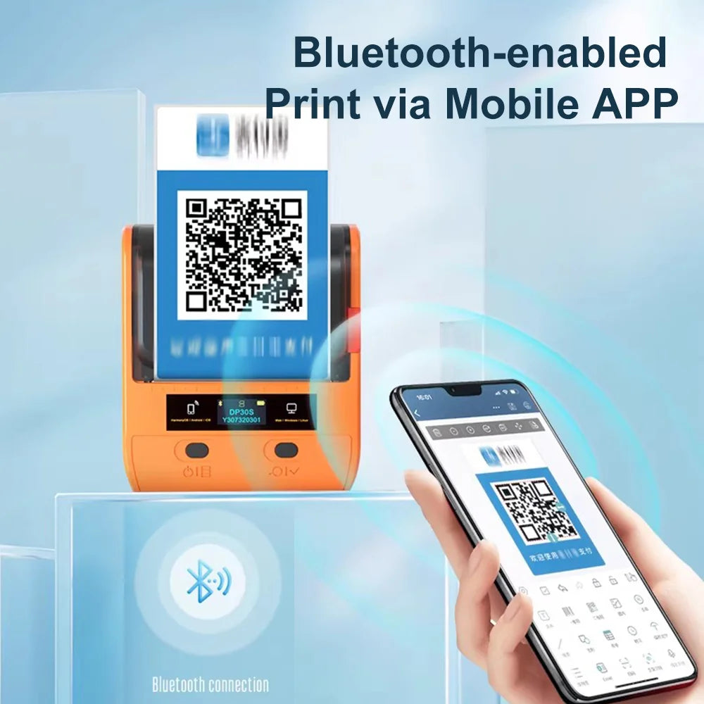 DETONGER DP30S Portable Thermal Label Printer - Bluetooth Sticker Maker