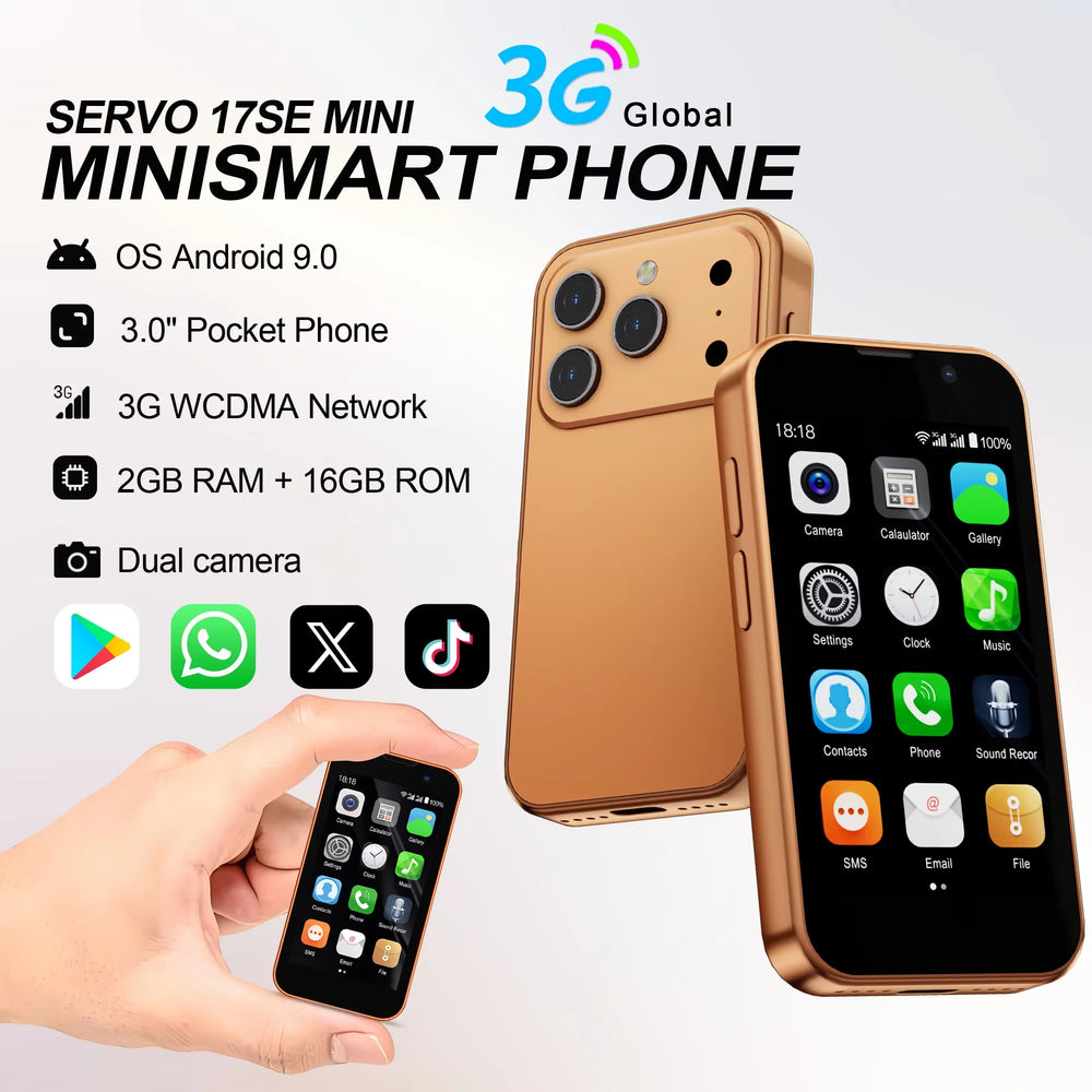 SERVO Mini Smartphone - 3.0" Display, Face Unlock and Pocket-Size Design
