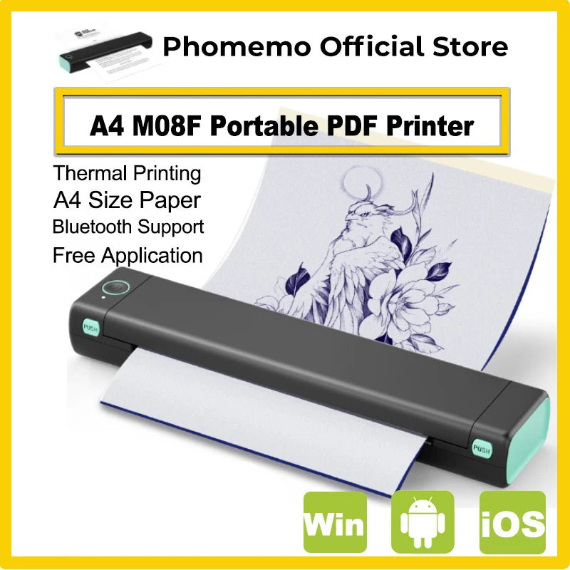 Phomemo M08F Wireless Thermal A4 Printer - Portable Bluetooth Label Maker