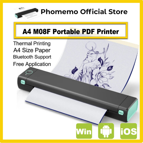 Phomemo M08F Wireless Thermal A4 Printer - Portable Bluetooth Label Maker