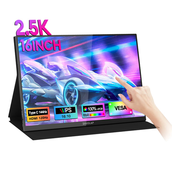 ZEUSLAP 16" 2.5K Touch Portable Monitor - 16 inch,16Inches 400mm display, 144 Hz refresh rate