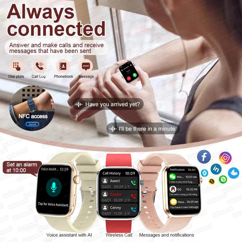 AI Health Smartwatch - HRV, NFC, Blood Pressure and Sports Tracking