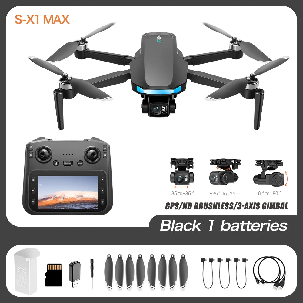 S-X1 MAX 4K Professional Drone - 4K camera, GPS control and gimbal stabilization