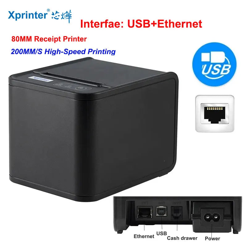 Xprinter 80mm POS Receipt Printer - USB/LAN with Auto Cutter