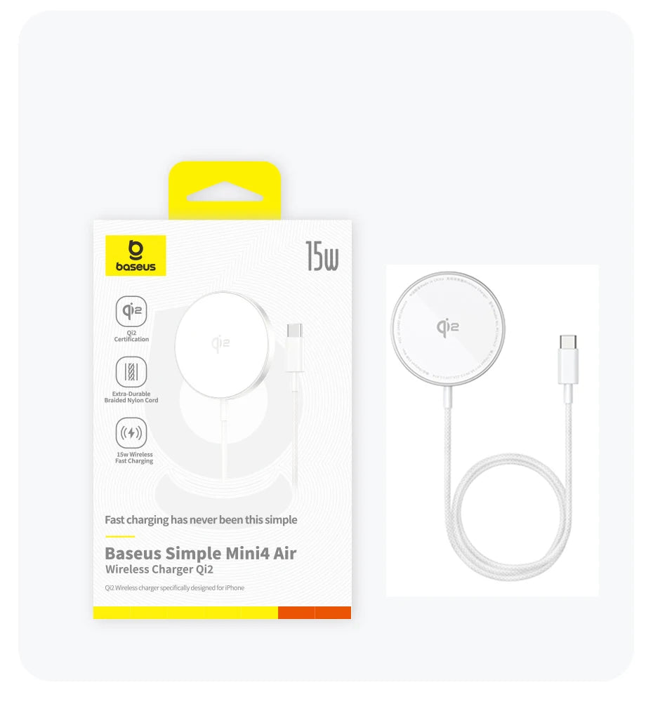 Baseus 15W Qi2 Magnetic Wireless Charger - 15W charging, magnetic alignment