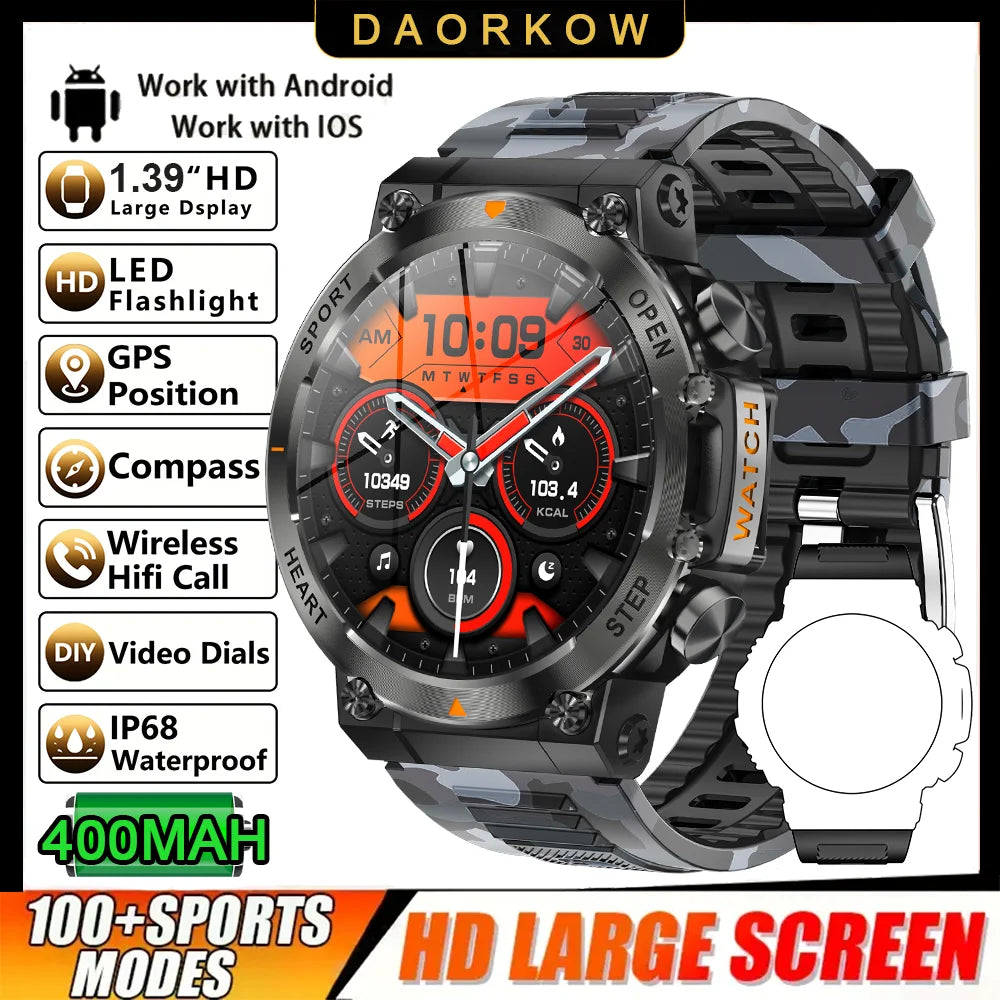 DAORKOW Smart Watch - 1.39" HD display, Bluetooth calling, heart rate tracking