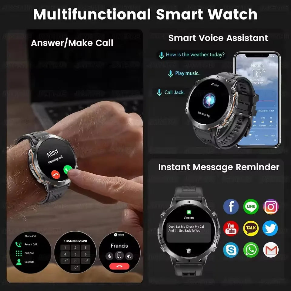 Outdoor Military GPS Smart Watch - AMOLED Display, Compass and 5ATM Water Resistance